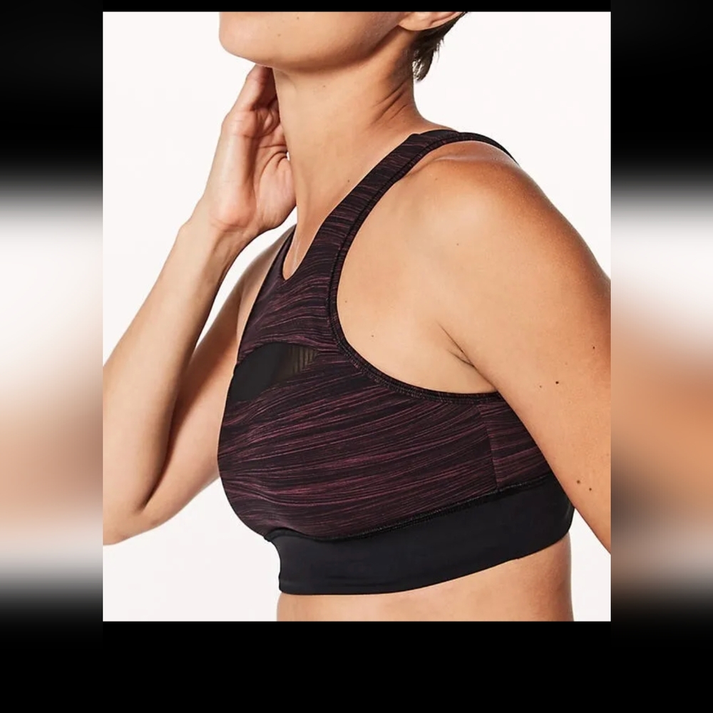LULULEMON Sports Bra Run The Day Blush Berry Black Size 4
